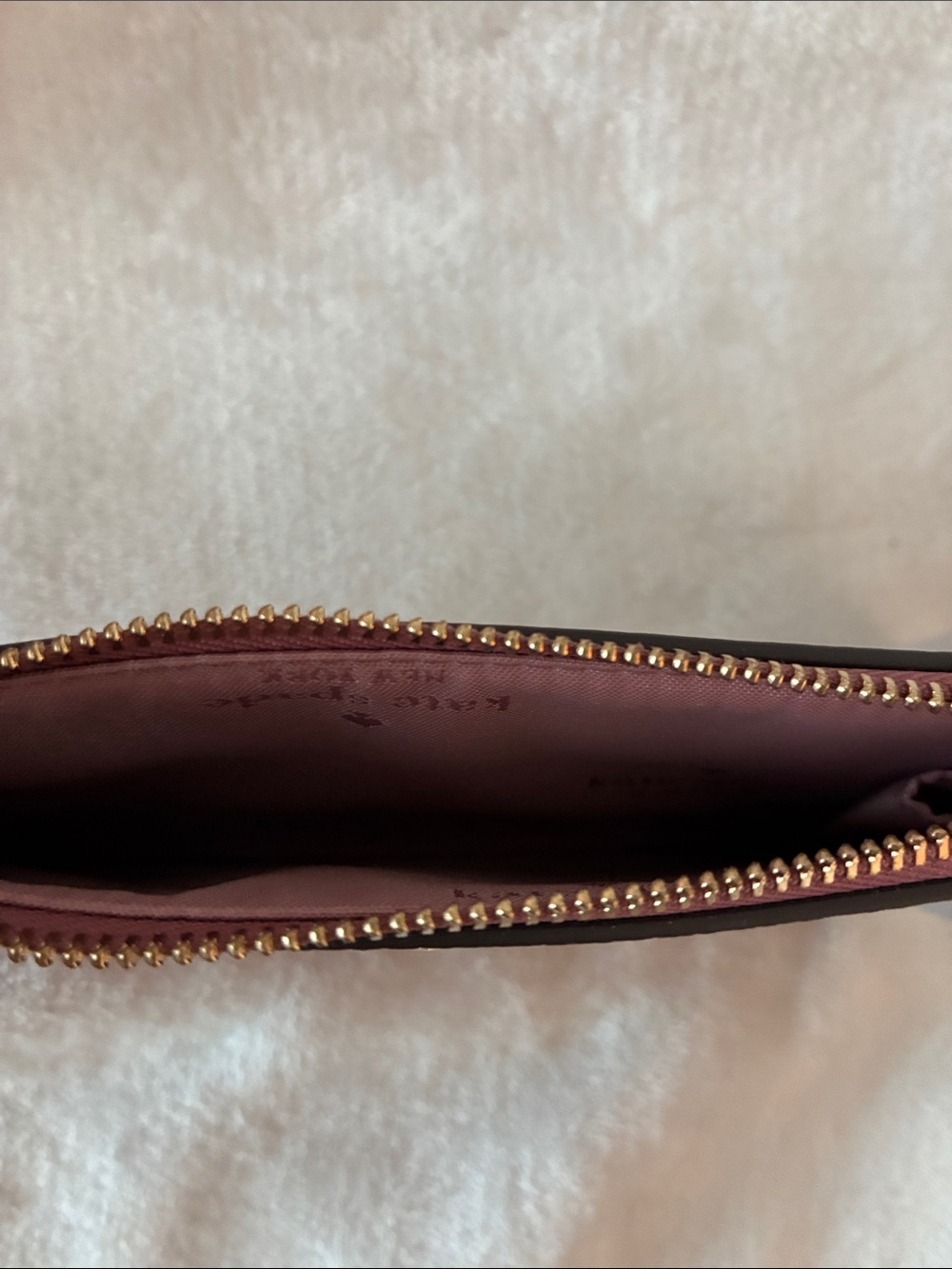 kate spade pebbled leather wristlet in dusty rose with gold logo - Picture 6 of 7